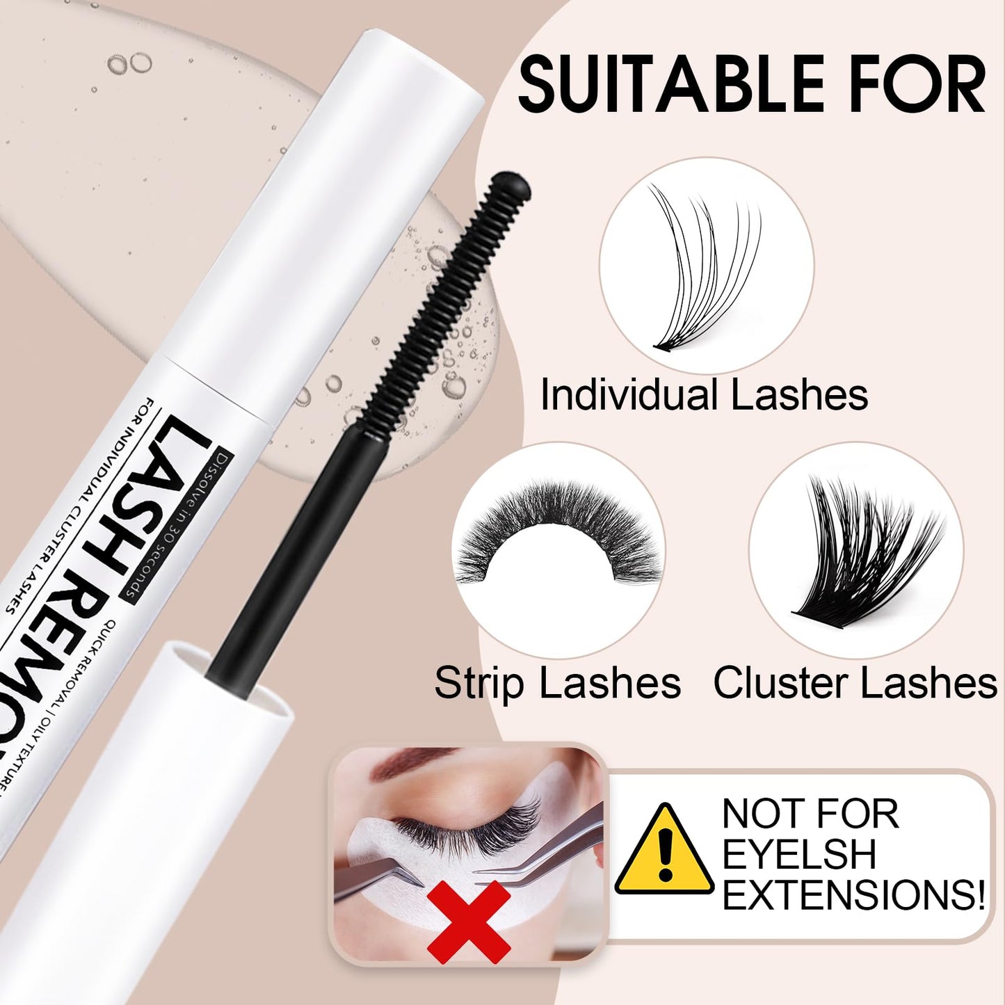 Miuffue Eyelash Glue Remover 5ML Cluster Lash Remover for False Lashes, Bond and Wispys, Gentle Non-irritating Mascara Wand Beauty and Personal Care Miuffue