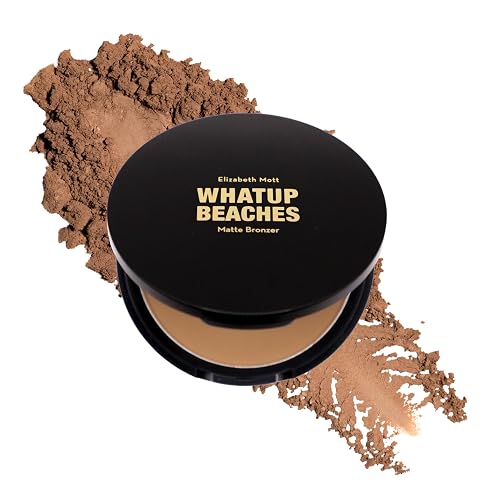 Elizabeth Mott Whatup Beaches Matte Bronzer Powder & Contour for Face, Long-Lasting Natural Sun-Kissed Bronzing Finish for All Skin Tones, Buildable