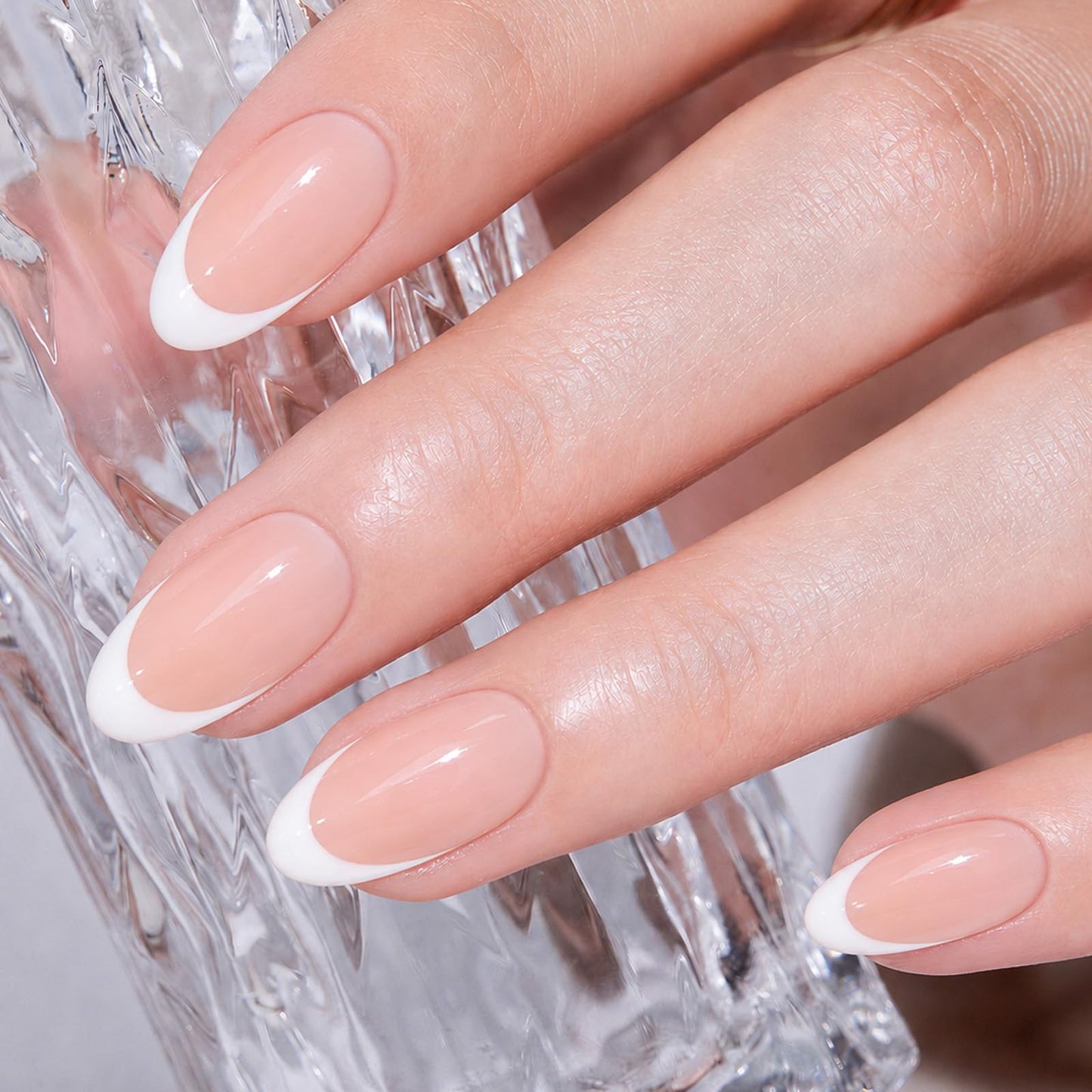 Modelones French Tip Press on Nails Almond, Summer Short Almond Fake Nails for Women, Reusable Nail Kit with Nail Glue Adhesive Tabs Mini Nail File Beauty and Personal Care modelones