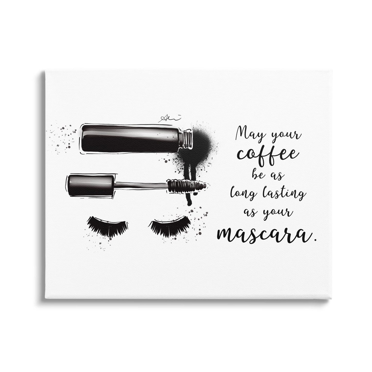 Stupell Industries Coffee & Lashes Mascara Phrase Canvas Wall Art, Design by Alison Petrie