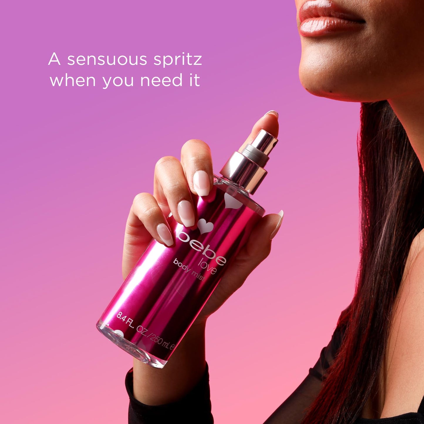 Bebe Love Body Mist - Body Spray for Women - Floral Fruity Fragrance Mist - Romantic Scent with Sicilian Lemon, Redcurrant, and Pink Freesia - 8.4 oz