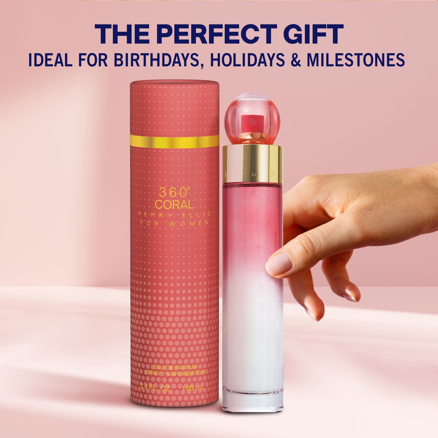 Perry Ellis 360° Coral Eau De Parfum Spray for Women - Perfume for Women, Floral & Fruity Fragrance, EDP, Designer Scent for Her, Long Lasting - 3.4