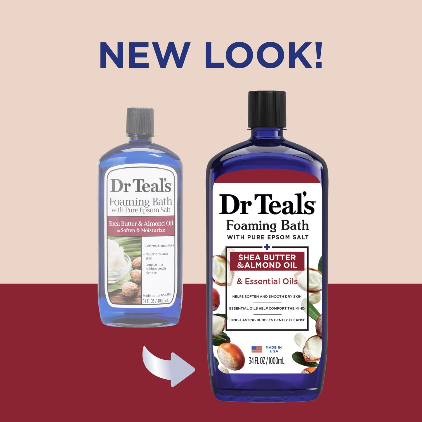Dr Teal's Foaming Bath with Pure Epsom Salt, Shea Butter & Almond, 34 fl oz