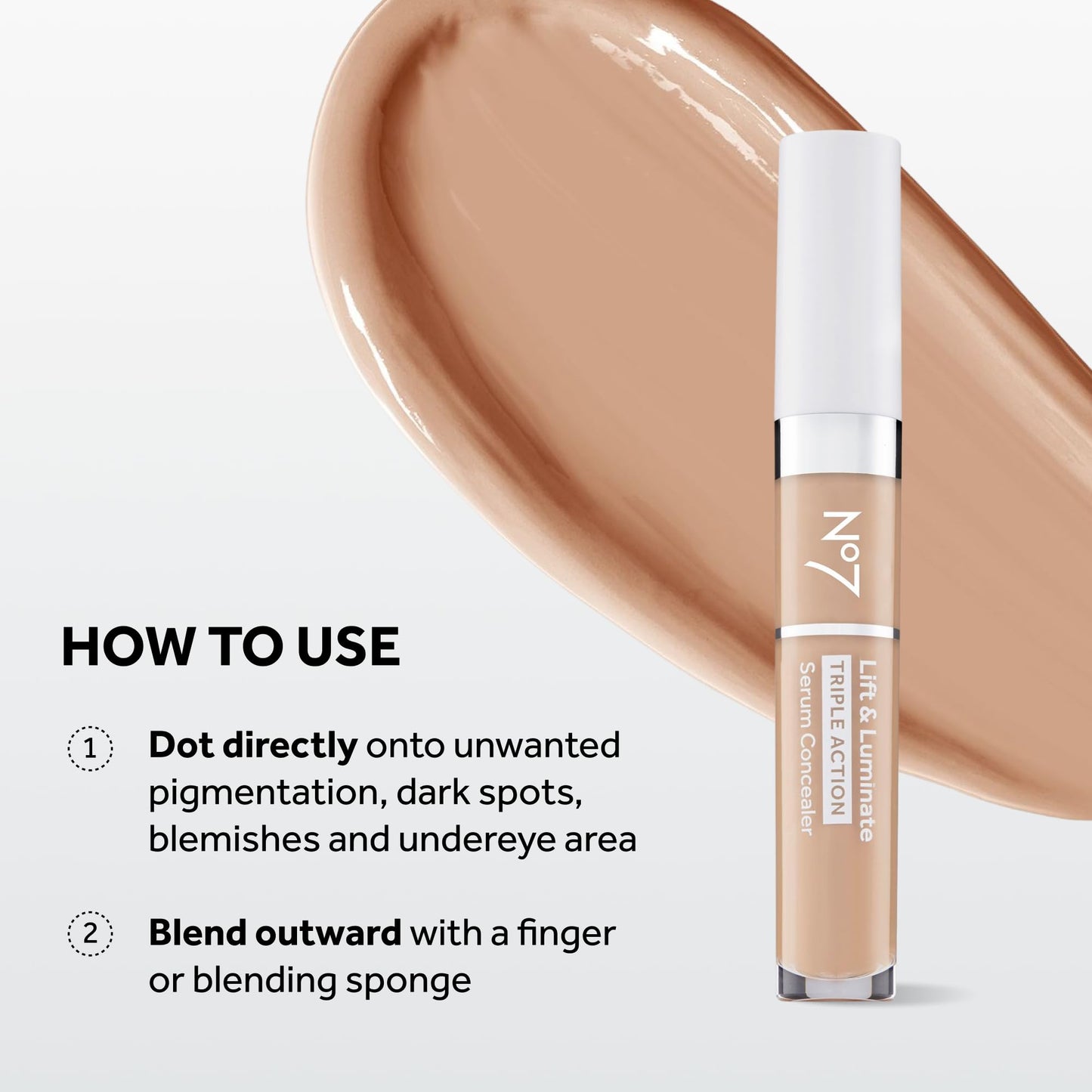 No7 Lift & Luminate Triple Action Serum Concealer - Light - Anti Aging Liquid Concealer Makeup for Blemishes & Dark Circles - Medium to Full Coverage Beauty and Personal Care No7