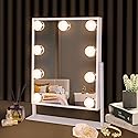 Hansong Vanity Mirror with Lights Lighted Makeup Mirror with 9 LED Bulbs Plug in Light Up Makeup Mirror with Lights 360 Rotation with 10x Magnifying