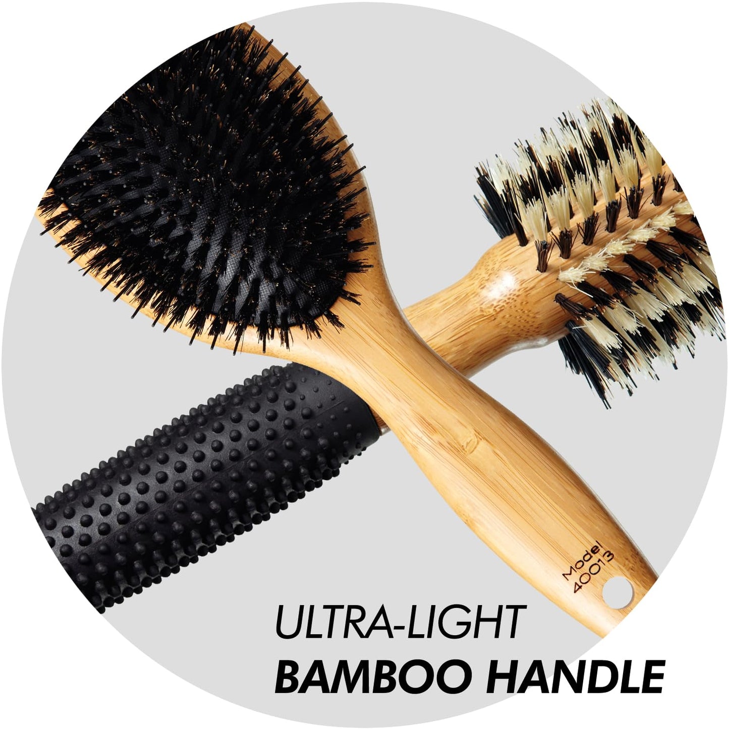 Sam Villa Signature Series Nylon & Boar Bristle Hair Brush 6-Piece Styling Brush Set with Case