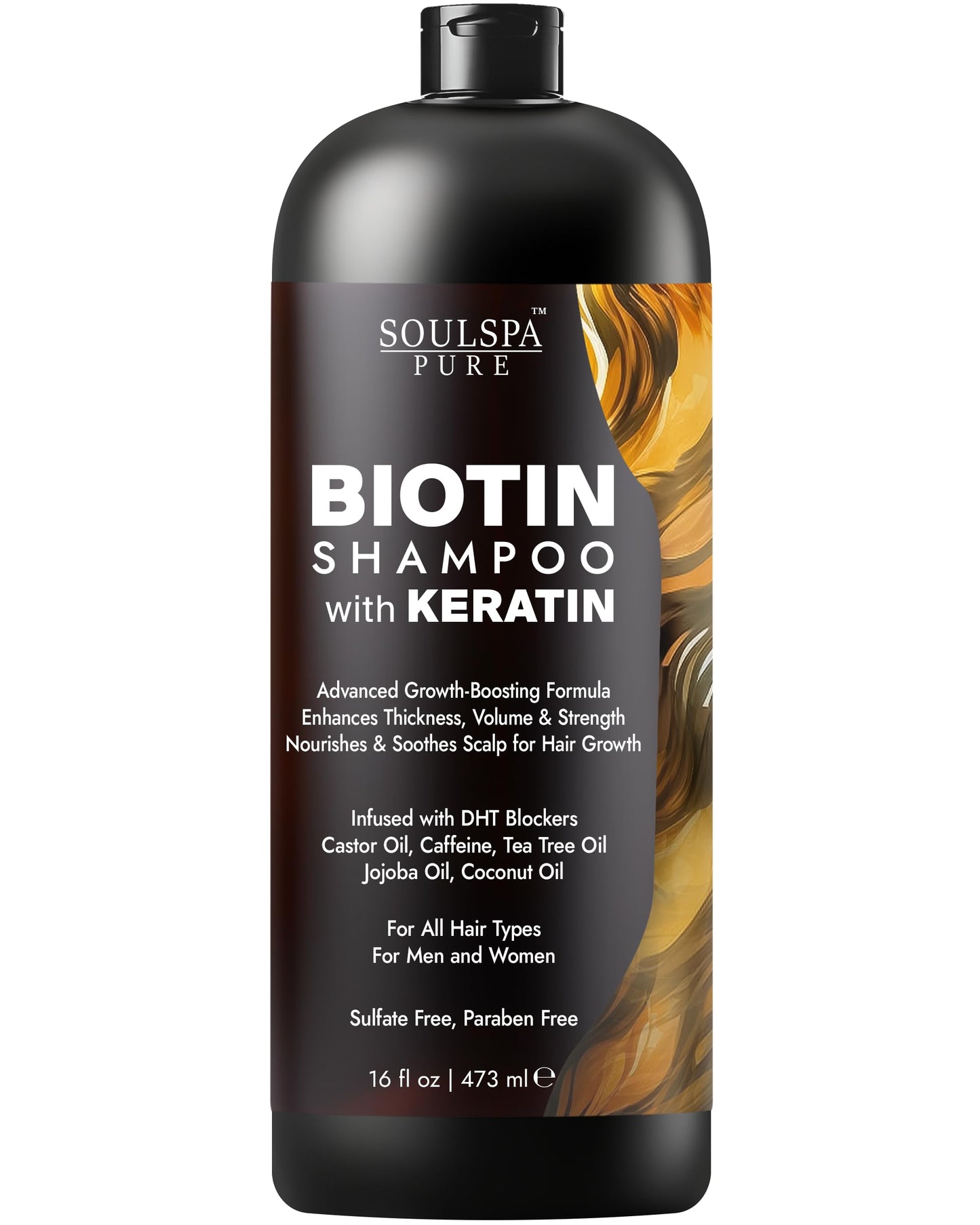 SOULSPA PURE Biotin Shampoo with Keratin - Advanced Anti-Thinning, Hair Growth & Repair Formula - Soothes Scalp, with Tea Tree Oil & DHT Blockers
