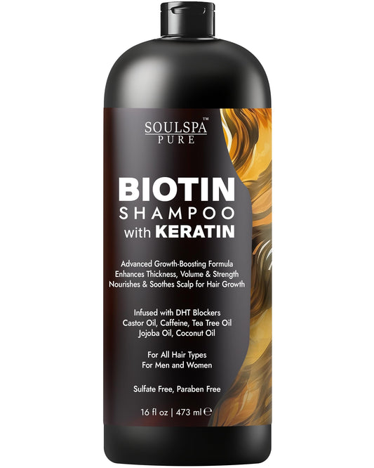 SOULSPA PURE Biotin Shampoo with Keratin - Advanced Anti-Thinning, Hair Growth & Repair Formula - Soothes Scalp, with Tea Tree Oil & DHT Blockers Beauty & Personal Care SOULSPA PURE