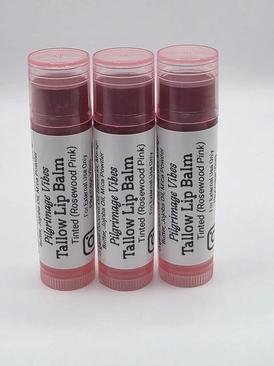 Tallow Lip Balm (3 Pack) (Tinted Rosewood Pink) Handmade Grass Fed Beef Tallow Lip Balm with Nourishing Oils Beauty and Personal Care Pilgrimage Vibes