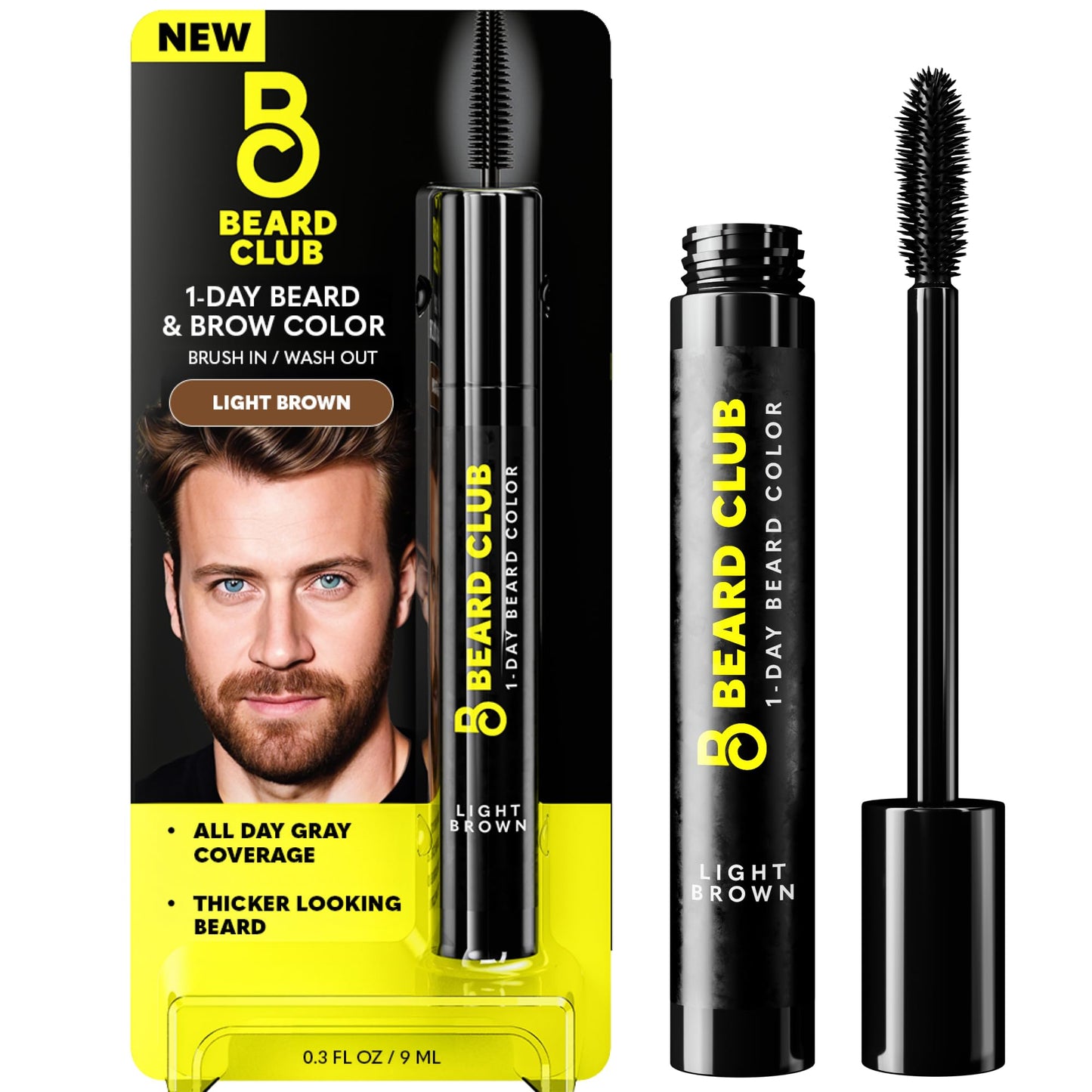 The Beard Club 1 Day Temporary Beard Dye for Men - Light Brown Beard, Mustache & Eyebrow Color for a Fuller, Well-Defined Look, Water & Sweat