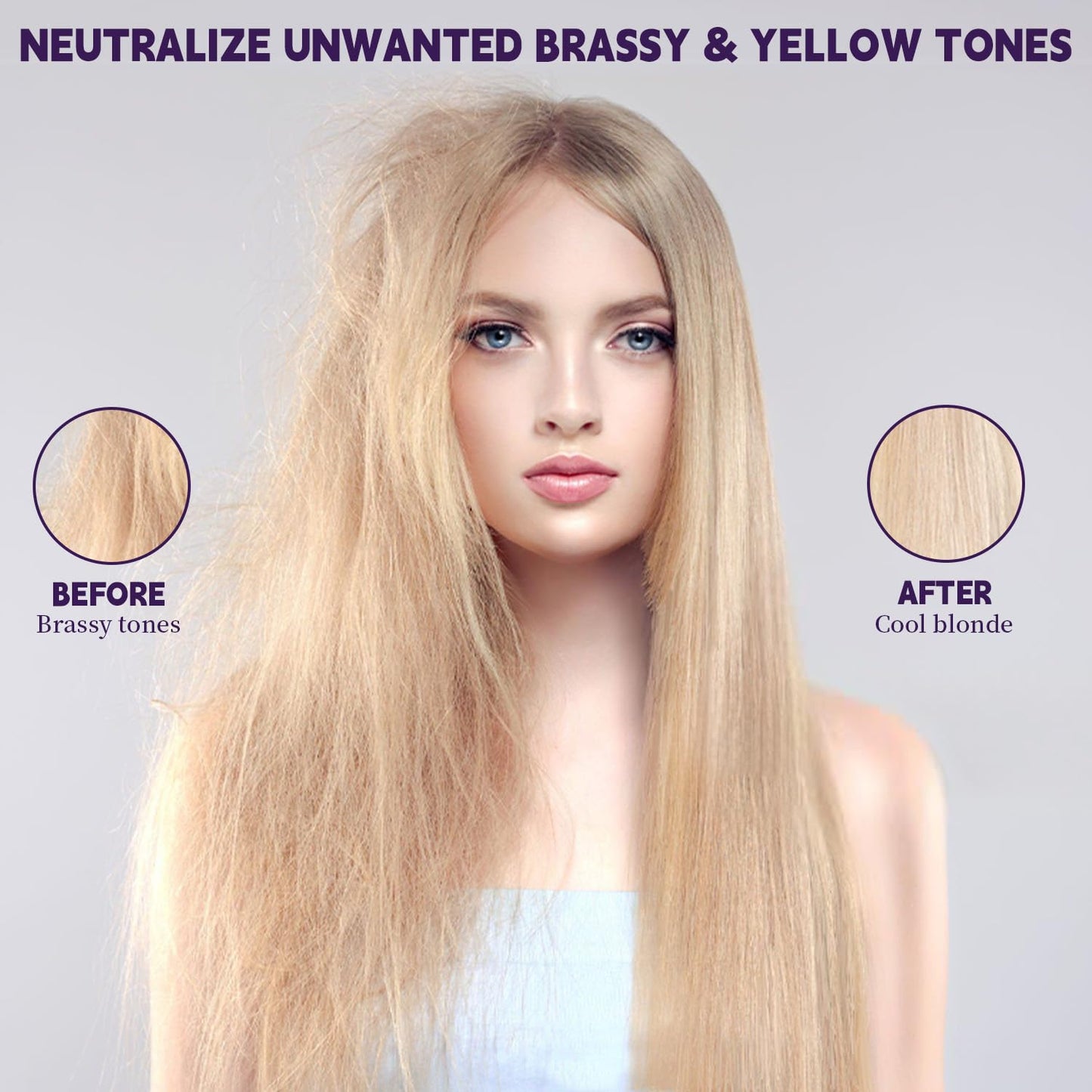 Purple Shampoo and Conditioner Set for Blonde, Silver, Brown, Bleached, Highlighted Hair, Color Treated Hair, Enhance Blonde Tones, Repair Damaged