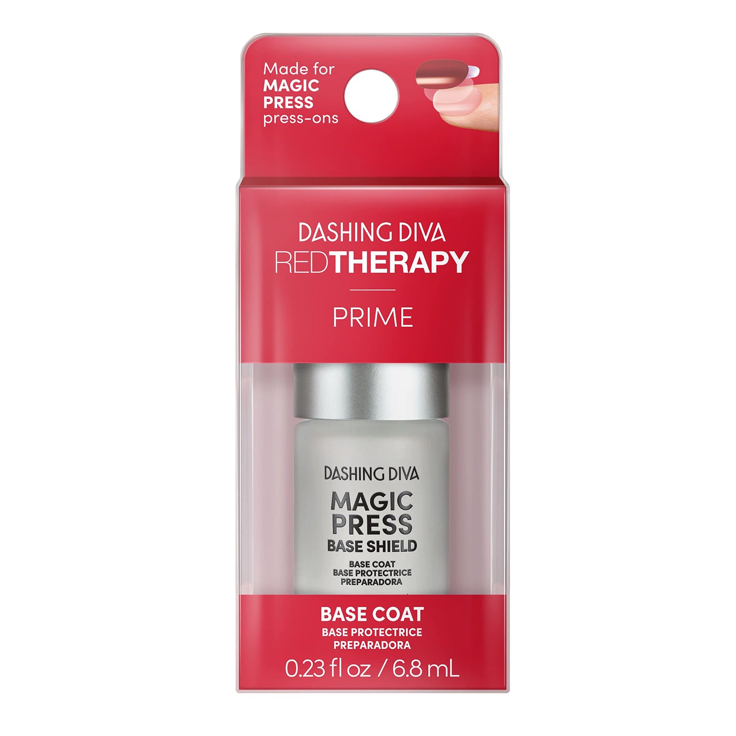 Dashing Diva Red Therapy Magic Press Base Shield - Protective Base Coat for Press On Nails - Prolongs Wear, Protects Nail - 0.23 Fl Oz Beauty & Personal Care Dashing Diva
