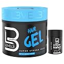 L3 Hair Gel with Sample Powder - Super Strong Hold - Flake Free - Long Lasting Shine - for Men and Women