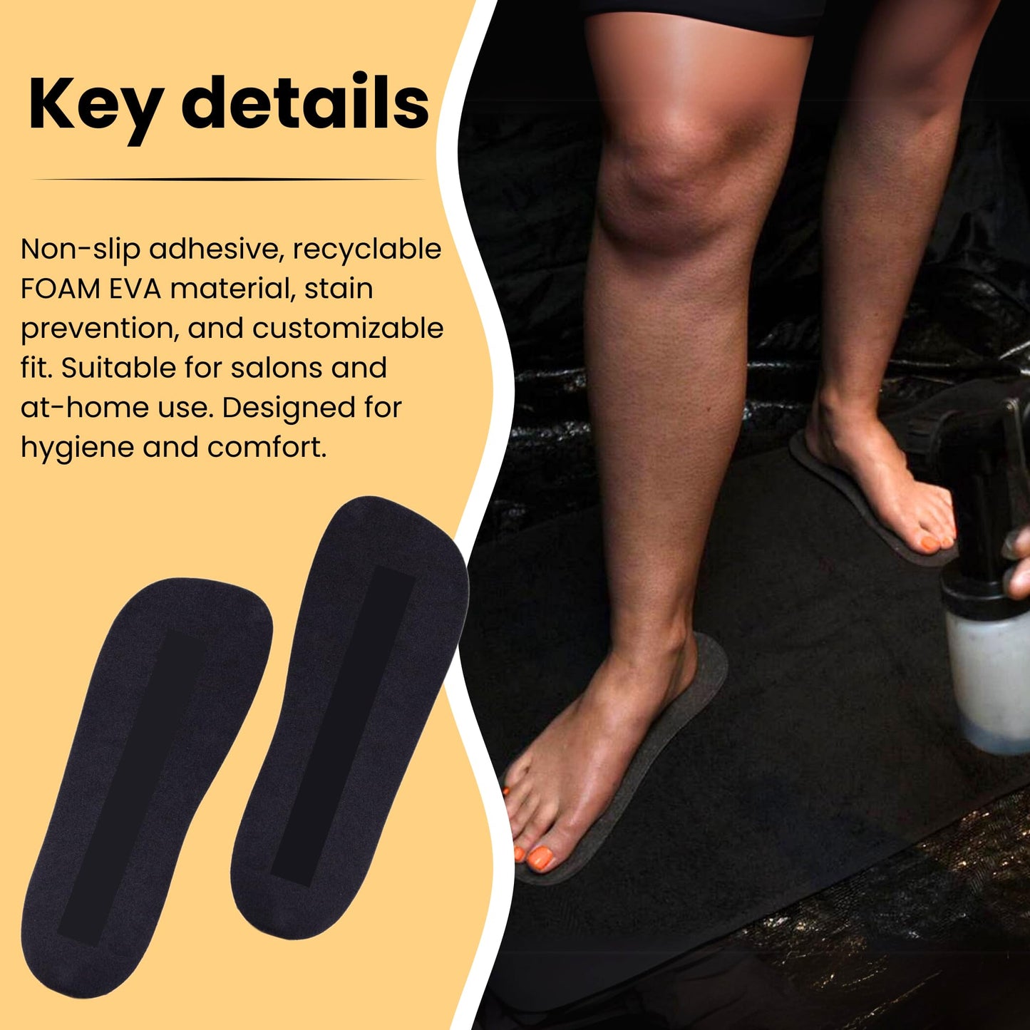 Kobbtan 60 Pairs Spray Tan Feet Pads - Disposable Foam Feet Protectors for Spray Tanning - Non-Slip, Hygienic & Comfortable Feet for Spray Tanning