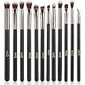 MSQ Eye Makeup Brushes 12pcs Rose Gold Eyeshadow Makeup Brushes Set with Soft Synthetic Hairs & Real Wood Handle for Eyeshadow, Eyebrow, Eyeliner