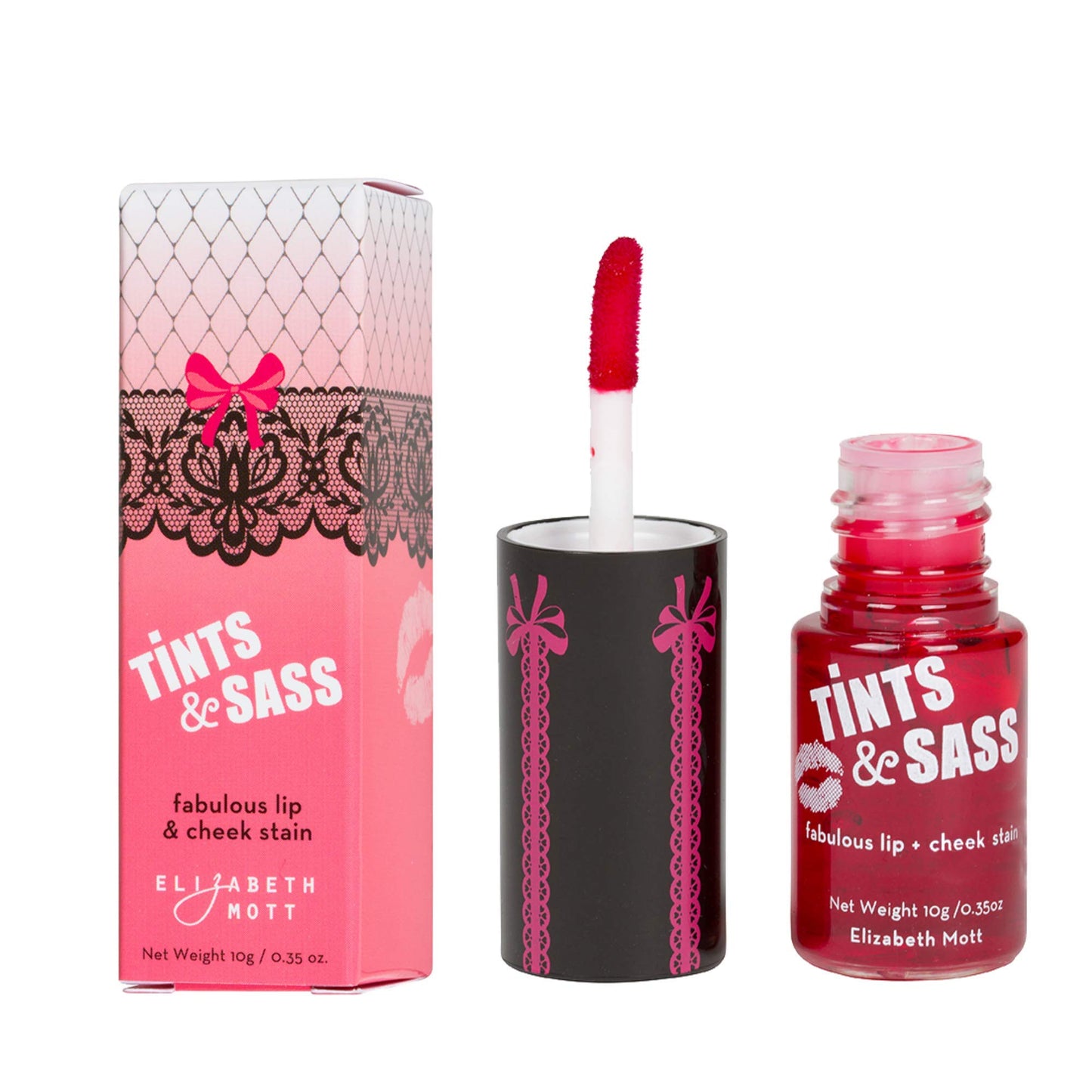 Elizabeth Mott Tints & Sass Lip and Cheek Stain - Long-Lasting Rosy Pink Tint for Lips & Cheeks, Natural Buildable Color, Smudge-Proof, Lightweight