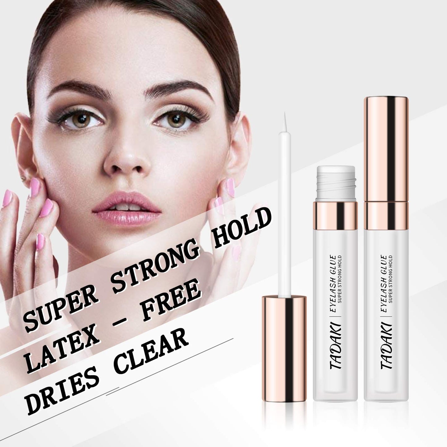 Tadaki Eyelashes Adhesive with Waterproof HoldClearLatex-Free, Professional Hypoallergenic Glue for Sensitive Eye, Suitable for False Lash, Mink Lash