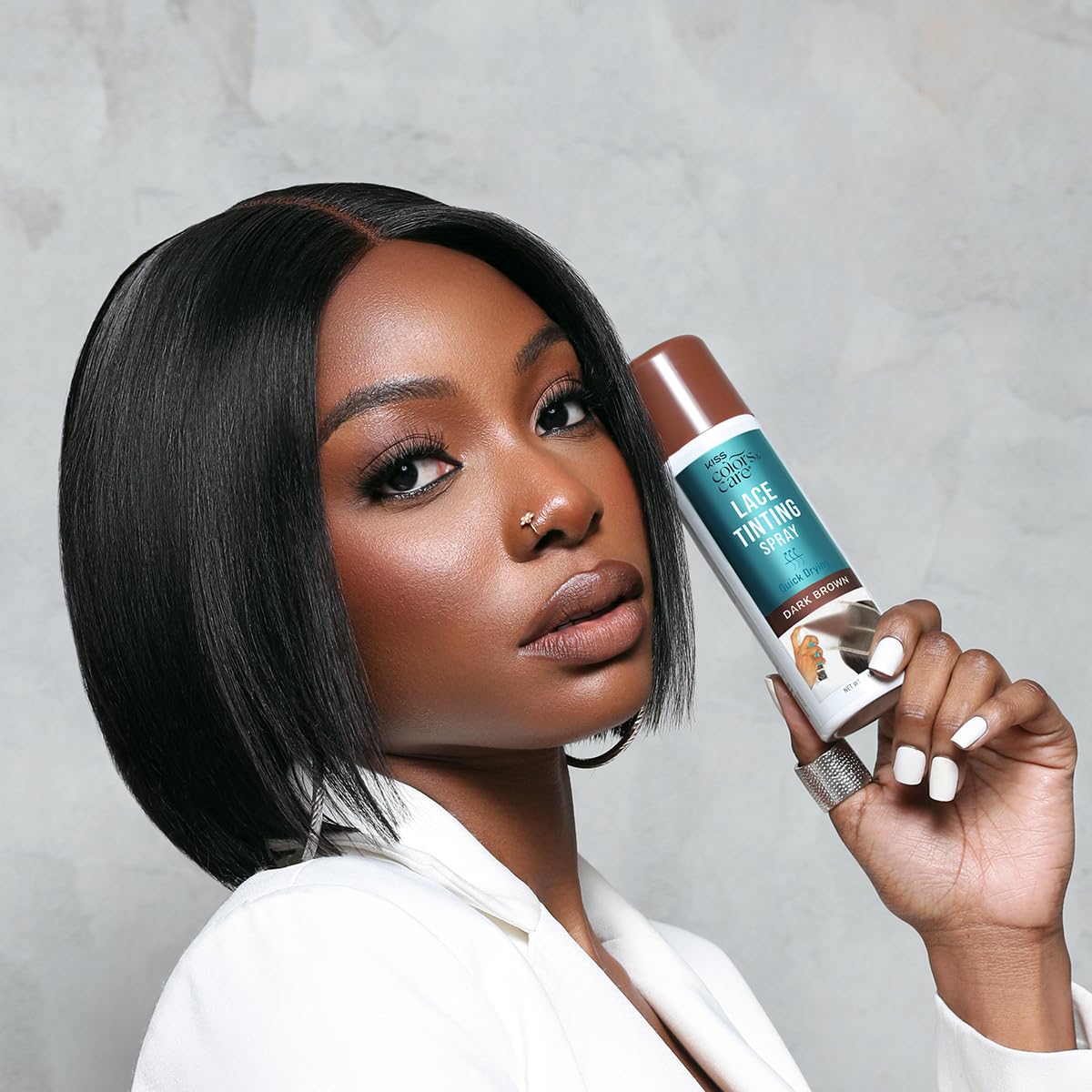 KISS Colors & Care Quick-Dry Lace Tinting Spray – Dark Brown 3 oz, Smudge-Free, Sweat-Resistant, Buildable Coverage for Natural Look