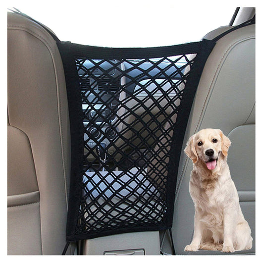 DYKESON Dog Car Net Barrier with Safety Mesh Organizer – Stretchable Storage Bag, Easy Install Car Divider for SUVs & Cars – Safe Driving with Pets & Kids