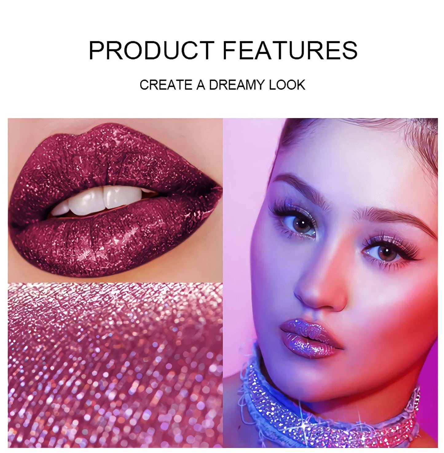 SUMEITANG 4 Color Liquid Glitter Lipstick Set?Diamond Sparkle Glosses, Popular Shimmer Shades, Matte-to-Glitter Finish, Long-Lasting & Waterproof