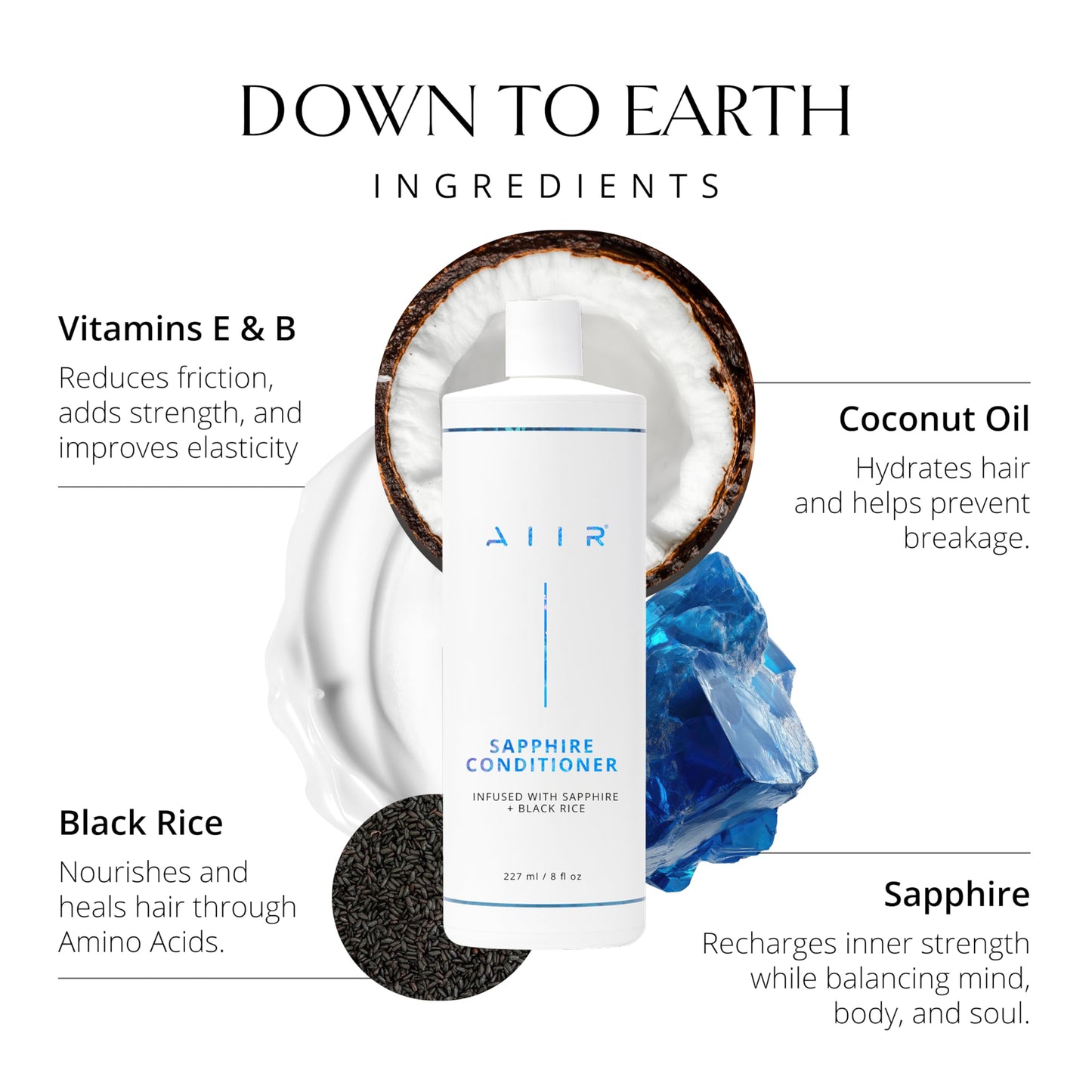 AIIR Sapphire Shampoo and Conditioner - Adding Shine & Softness, Amino Acids Repairs and Strengthens Damaged Hair, Hydrate and Moisturize Dry Brittle