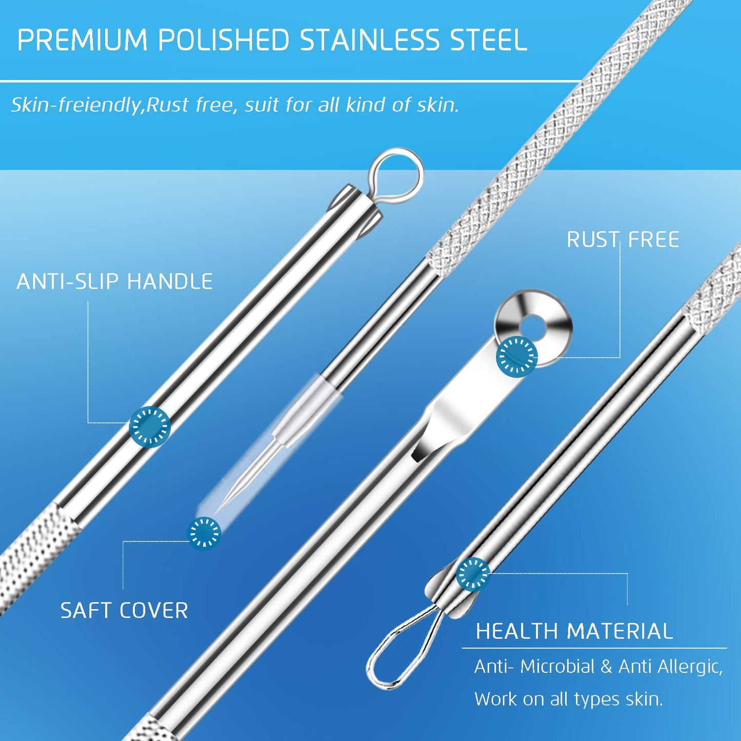 Best Blackhead Remover, Blackheads Blemish Removing, Acne Whitehead Removal Kit, Pimple Comedone Extractor Tool, Popper Pimples Treatment,