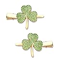 St. Patrick’s Day Hair Clips Rhinestone Glitter Green Leaf Hairpins for Women Lucky Shamrock Hair Clips Costume Hair Accessory Holiday Party Gifts