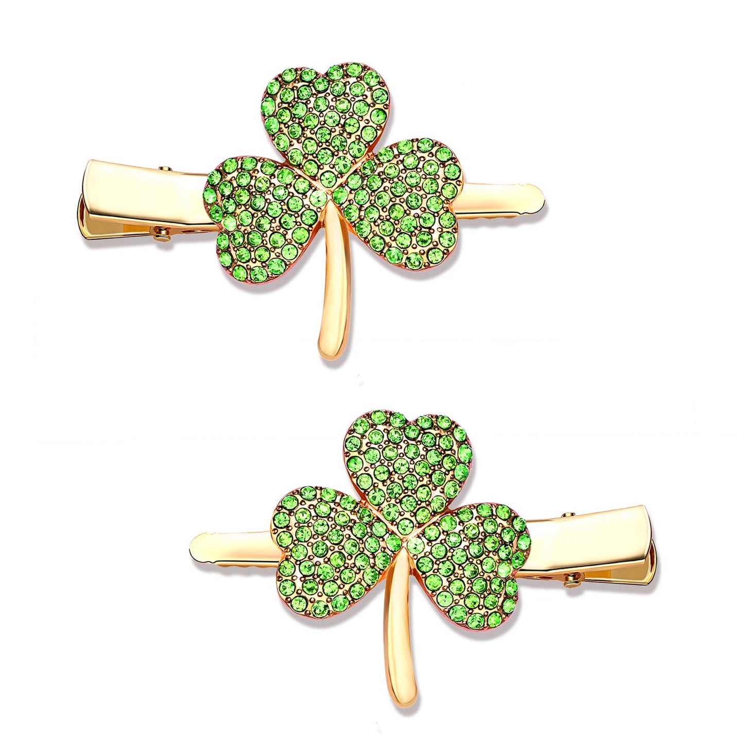 St. Patrick’s Day Hair Clips Rhinestone Glitter Green Leaf Hairpins for Women Lucky Shamrock Hair Clips Costume Hair Accessory Holiday Party Gifts