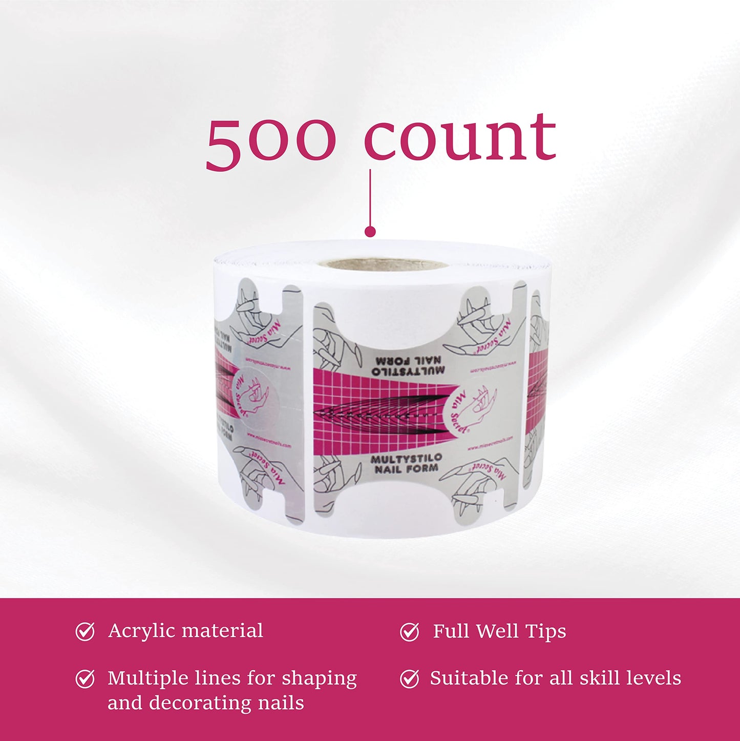 Mia Secret Multistilo 500 PCS - Nail Extension Tips, Forms for Acrylic & Gel Nails - Guide Stickers Beauty & Personal Care Mia Secret