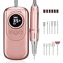 Rechargeable 35000 RPM Nail Drill, Portable Cordless Professional Electric Nail File Kit with 11 Nail Drill Bits for Acrylic, Gel Nails, Manicure