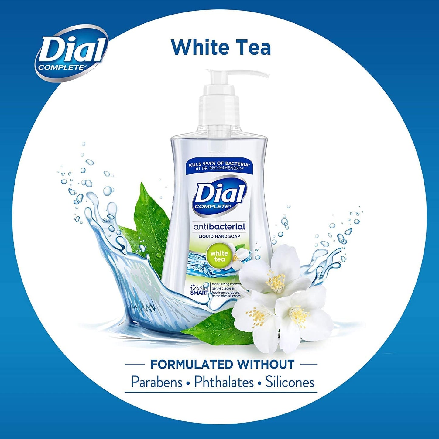 Dial Liquid Soap Anti-Bacterial White Tea 7.5 Ounce Pump (221ml) (Pack of 6)