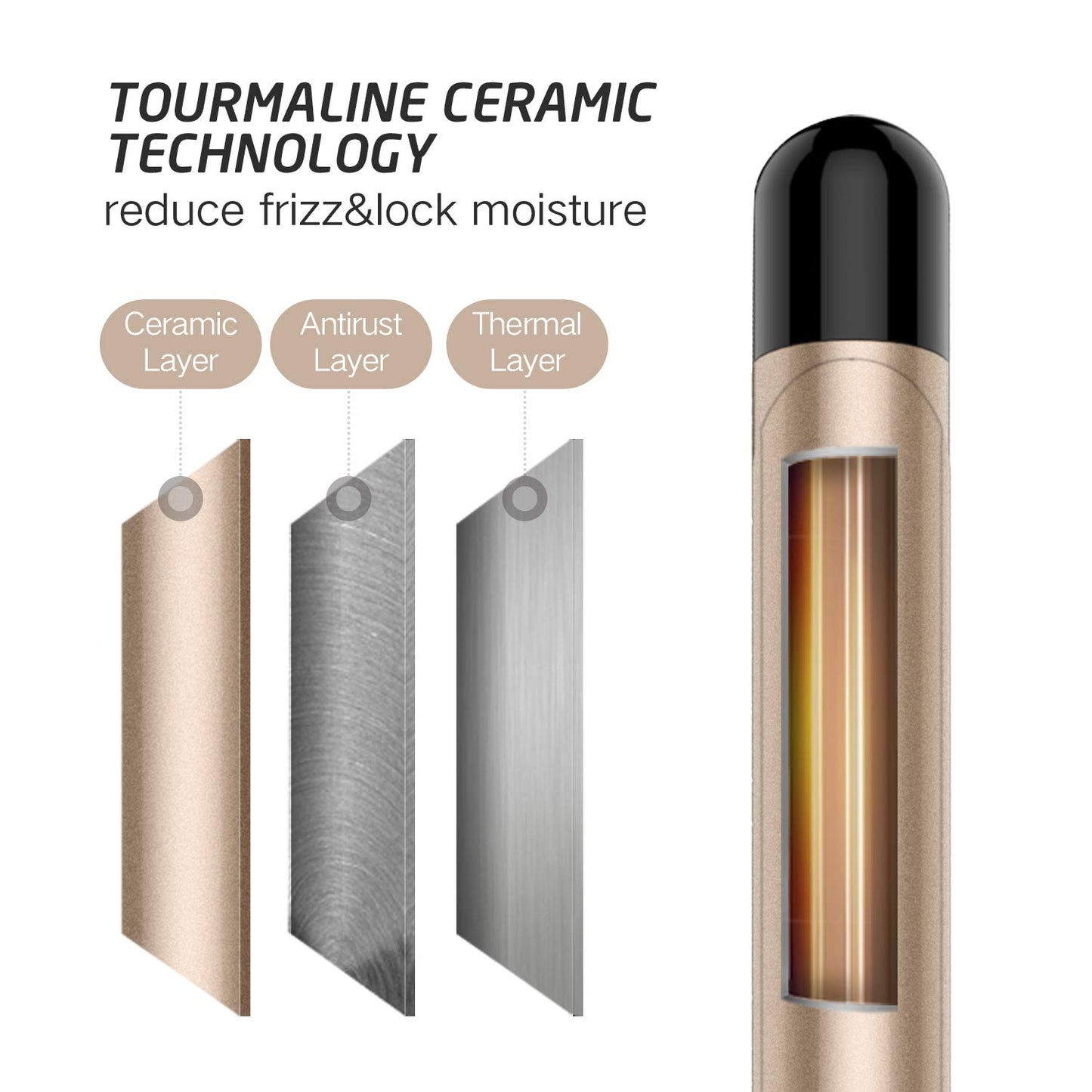 Hoson 1 Inch Curling Iron Professional Ceramic Tourmaline Coating Barrel Hair Curler, LCD Dispaly with 9 Heat Setting(225°F to 450°F for All Hair