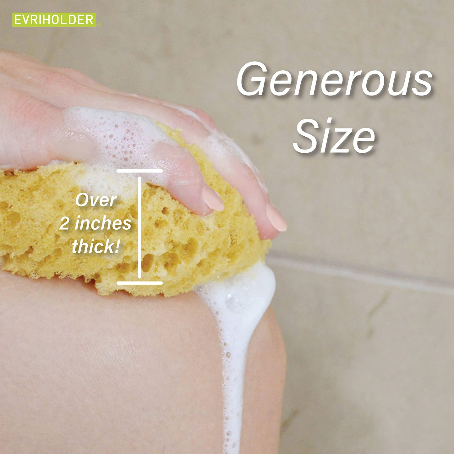 PARADISO Evriholder Sea Foam Body Sponge for Scrubbing and Exfoliating, Set of 2, Large Srubbing Loofah for A Relaxing Shower or Bath