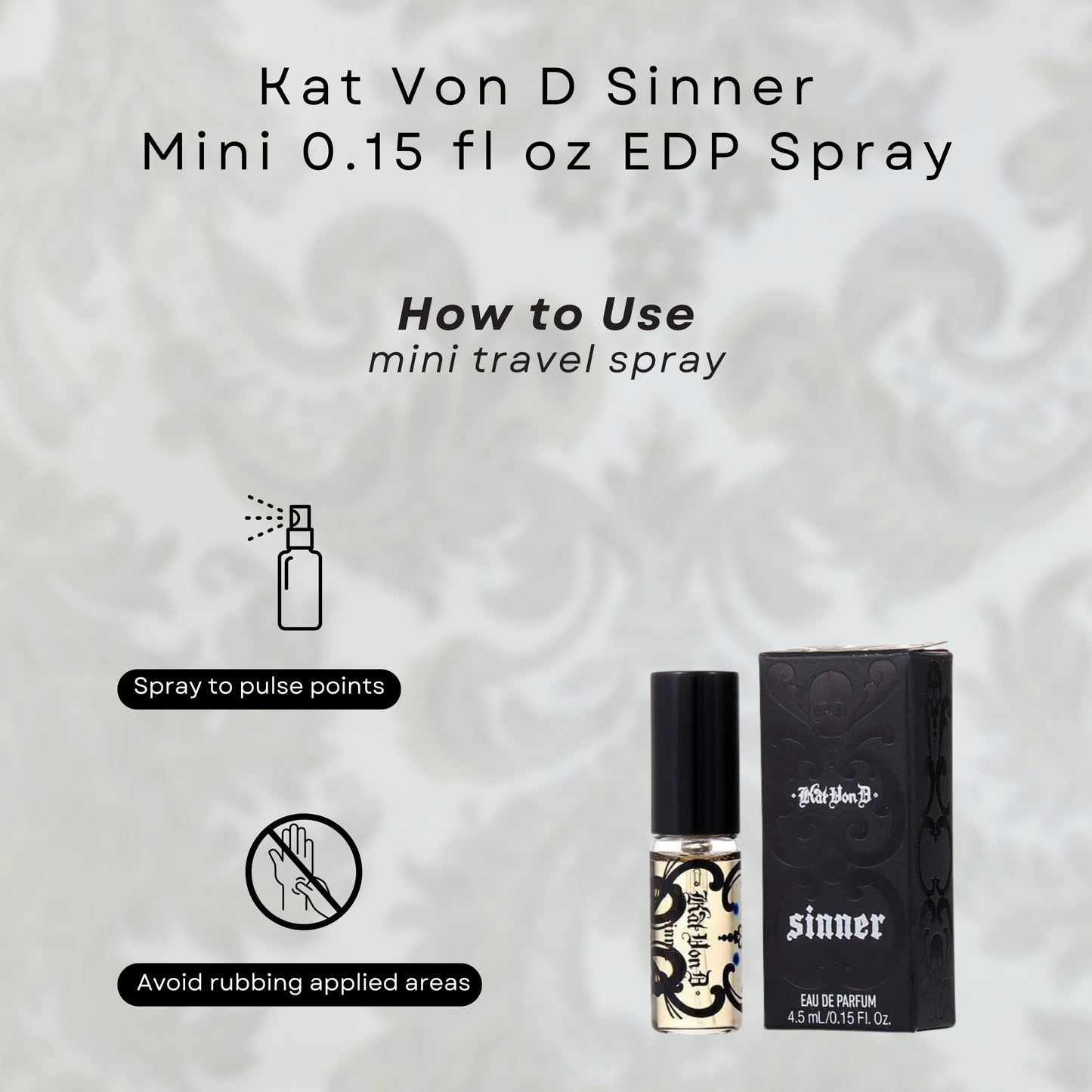 Kat Von D Sinner Perfume for Women Mini EDP Spray 0.15 Ounce