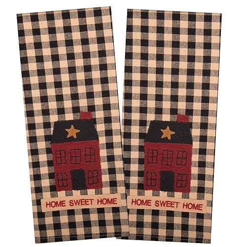 Home Collections by Raghu Sweet Home Towel (Set of 2), 18" x 28", Black
