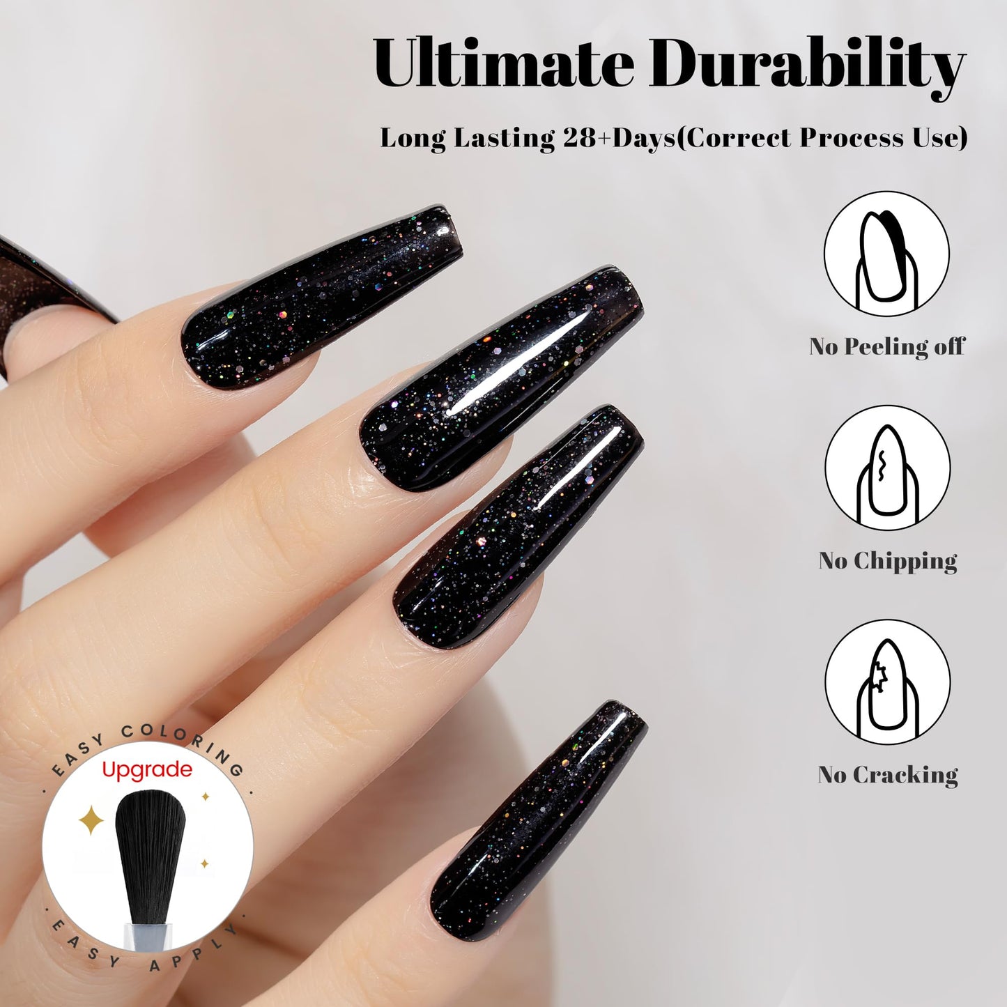 YTD Likomey Gel Nail Polish,15ml Sparkling Colorful Chunky Black Glitter Gel,Shiny Fall Winter Salon Home DIY Soak Off UV Manicure and Pedicure
