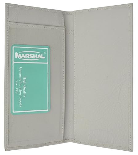 MARSHAL Hand Crafted Genuine Soft Leather Checkbook Cover simple-156 (Grey)