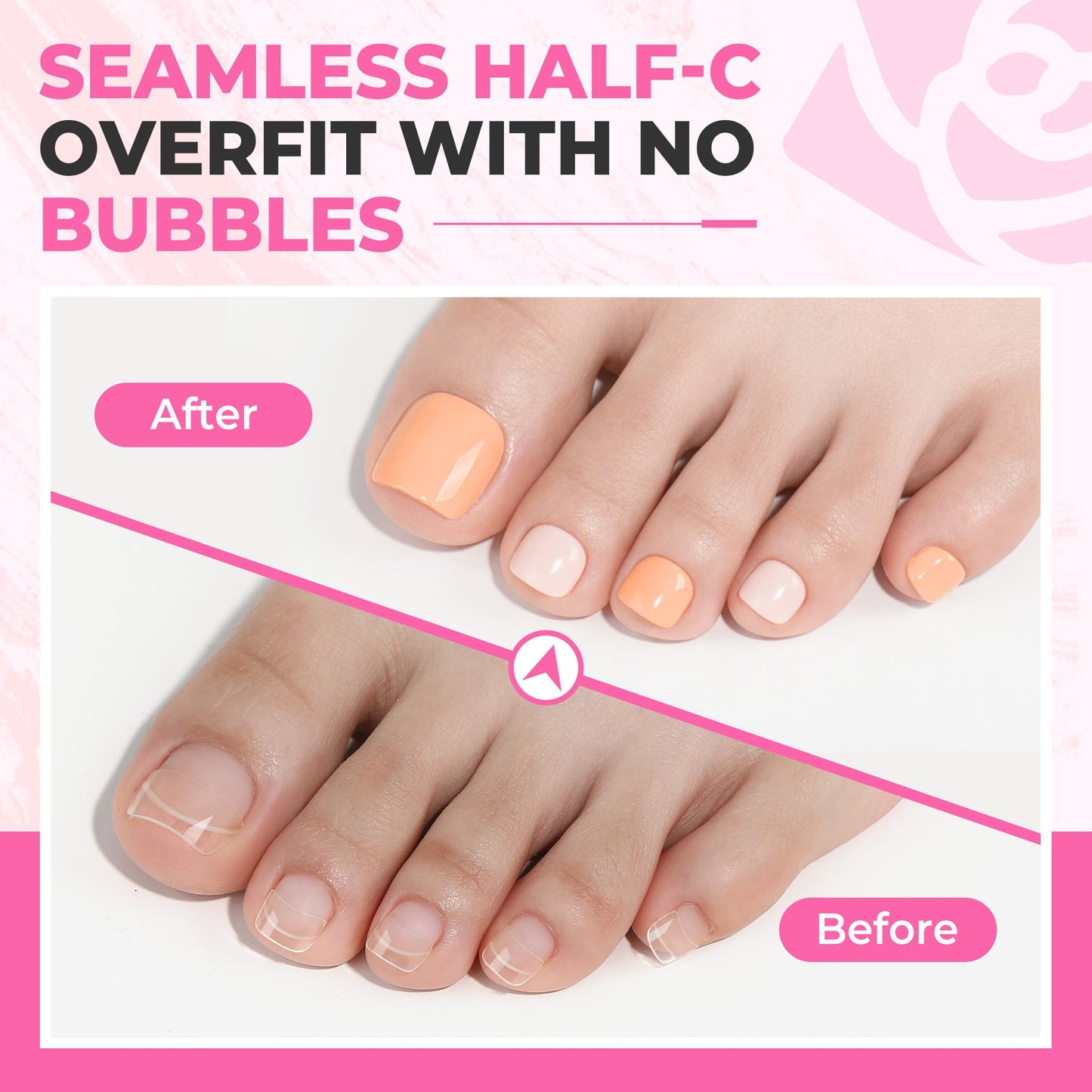 UNA GELLA Toe Nail Tips Half-Cover Squavol 510 Pcs, 15 Sizes Pre-filed Squavol Toe Tips Acrylic Nails, Square Oval Nail Forms for Wide Toe Nail Beauty and Personal Care UNA GELLA