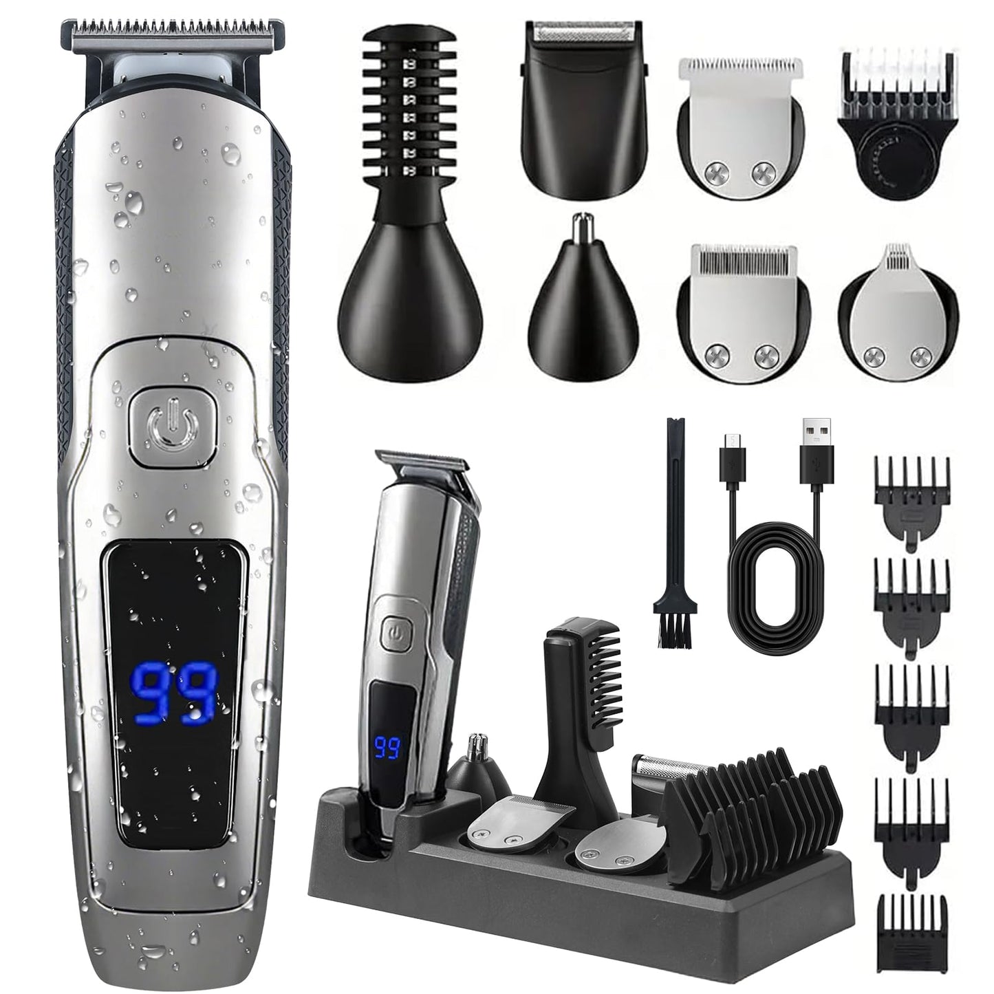 ritarga Beard Trimmer for Men 14-in-1 Cordless Grooming Kit, Waterproof Electric Razor for Men, Hair Trimmer, Nose Hair Trimmer, Cordless Hair Beauty and Personal Care ritarga
