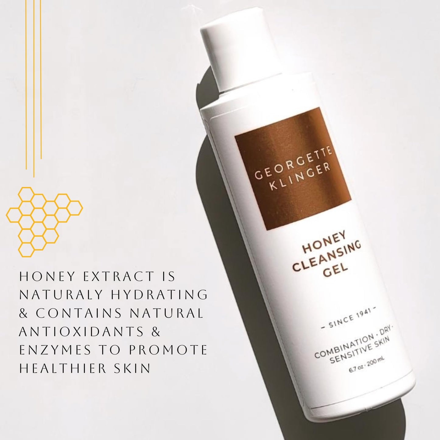 Georgette Klinger Honey Cleansing Gel - Gentle, Hydrating Cleanser, Daily Face Wash, Removes Dirt, Free Radicals with Moisturizing Manuka, Honeysuckle