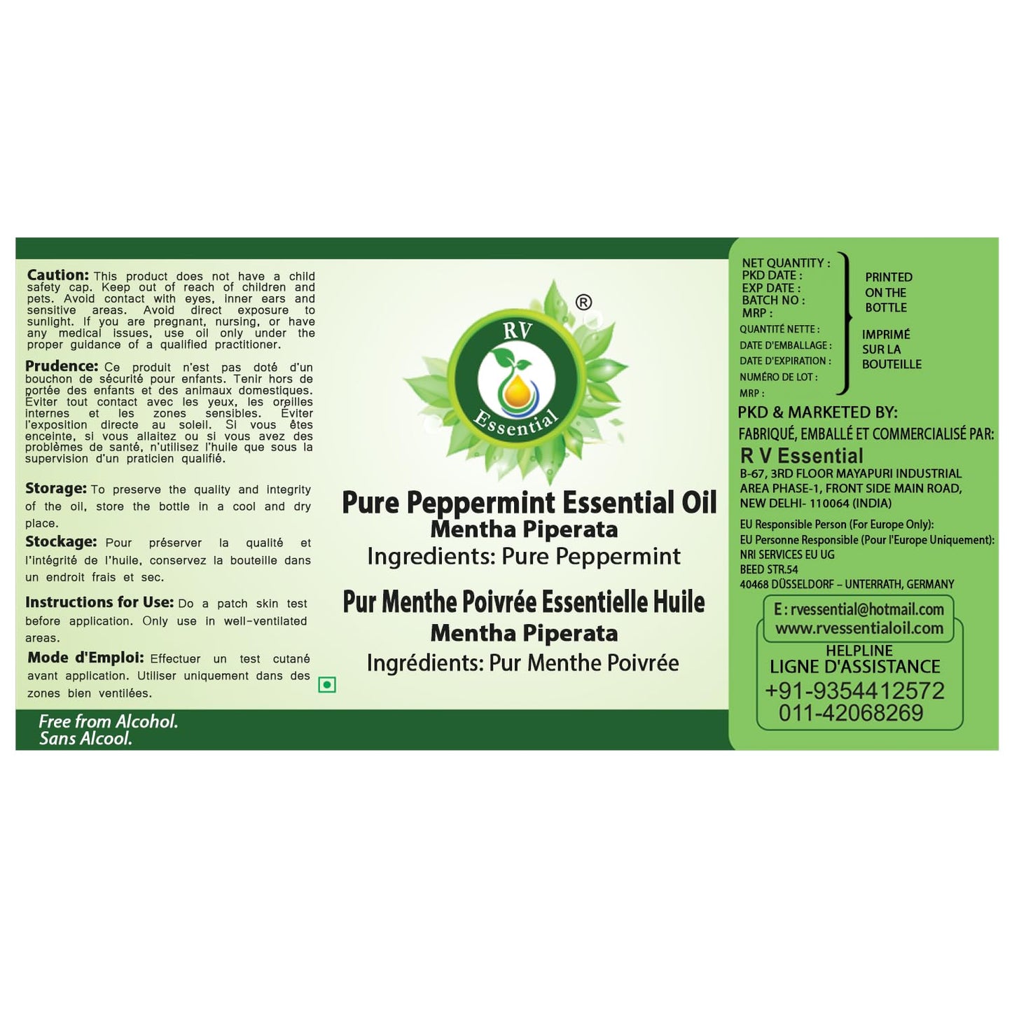 R V Essential Pure Peppermint Essential Oil 630ml (21oz)- Mentha Piperata (100% Pure and Natural Therapeutic Grade) Beauty and Personal Care R V Essential