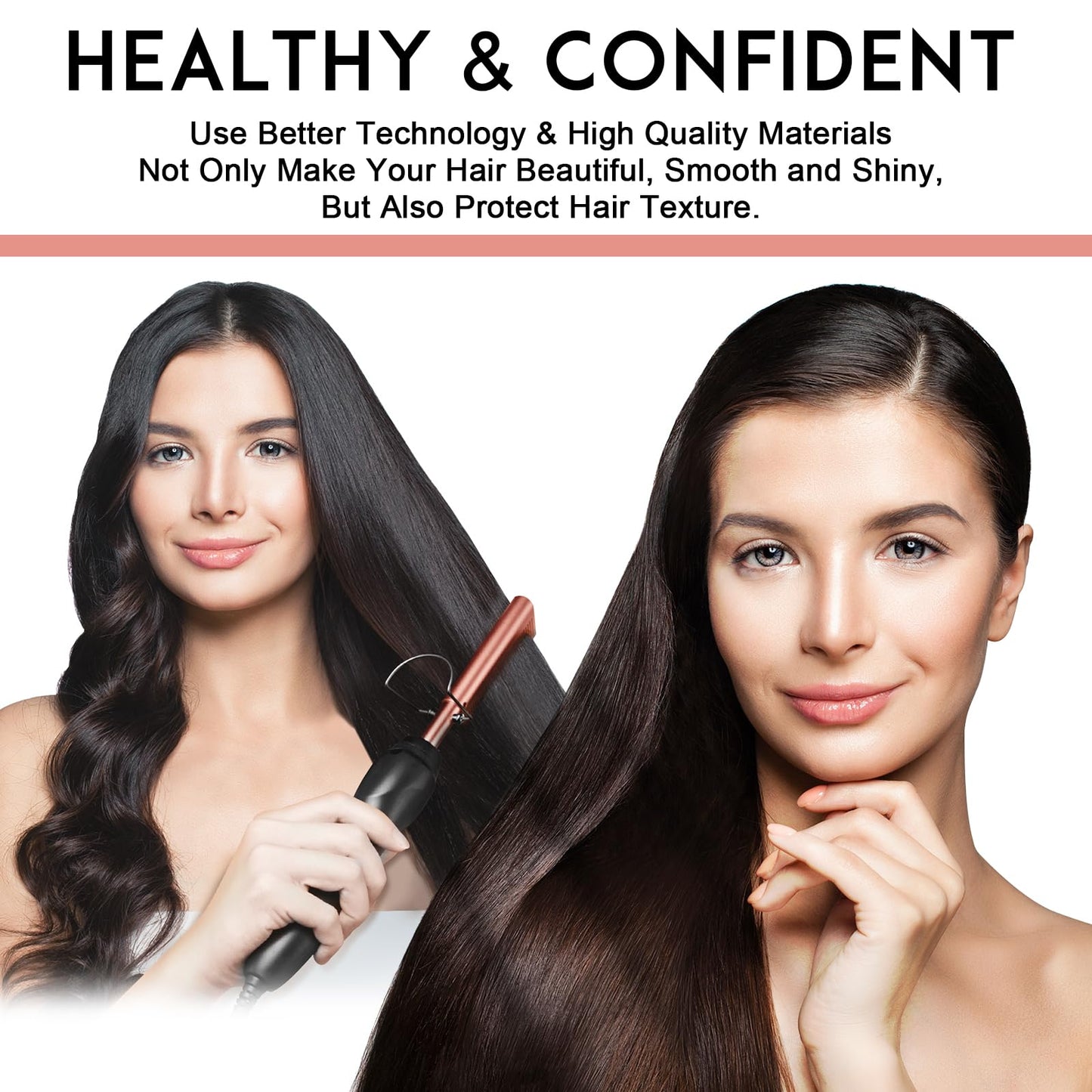 NICEMOVIC Ceramic Heating Hair Straightener Comb - Hot Pressing Brush for Natural Black Hair, Beard Wigs, and Curling (Rose Gold) Beauty and Personal Care NICEMOVIC