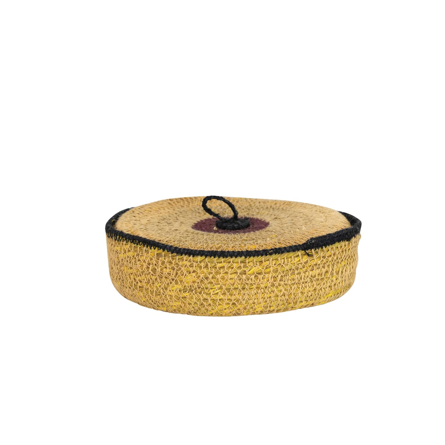 Creative Co-Op Global Round Seagrass Tray Baskets with Loop, Set of 5 Sizes, Multicolor
