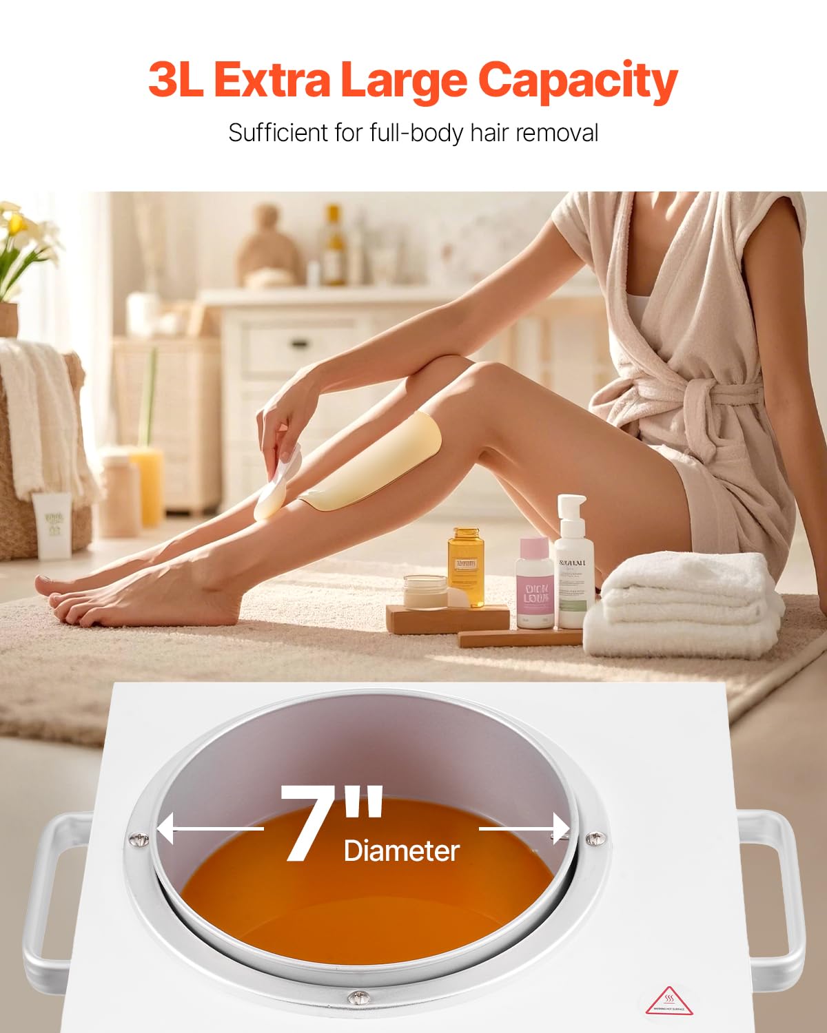 VEVOR Single Wax Warmer, 3000ML 300W Professional Wax Warmer for Hair Removal, 32 ?- 248 ? Adjustable & Non-Stick Waxing Heater Pot with 100PCS Waxing Beauty and Personal Care VEVOR