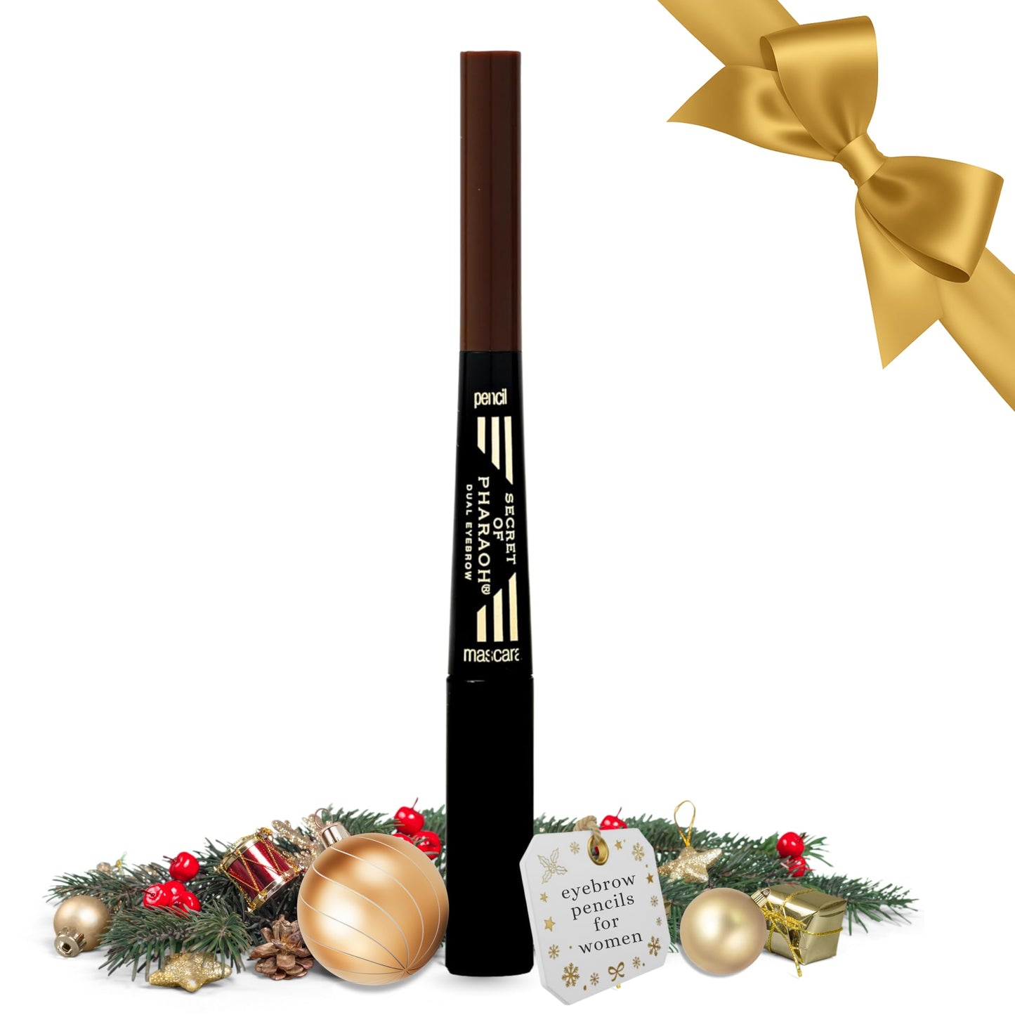 EBIN NEW YORK Secret of Pharaoh Dual Eyebrow Pencil & Mascara Natural Espresso | 2-in-1 Brow Pencil & Gel | Water-Resistant, Long-Lasting, Natural