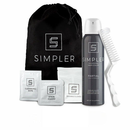 Simpler Partial Coverage Men's Hair Color Color Box - Permanent Beard and Mustache Dye - Ammonia-Free Beard Hair Dye - Fast Gray Blending - Salt Beauty & Personal Care SIMPLER HAIR COLOR