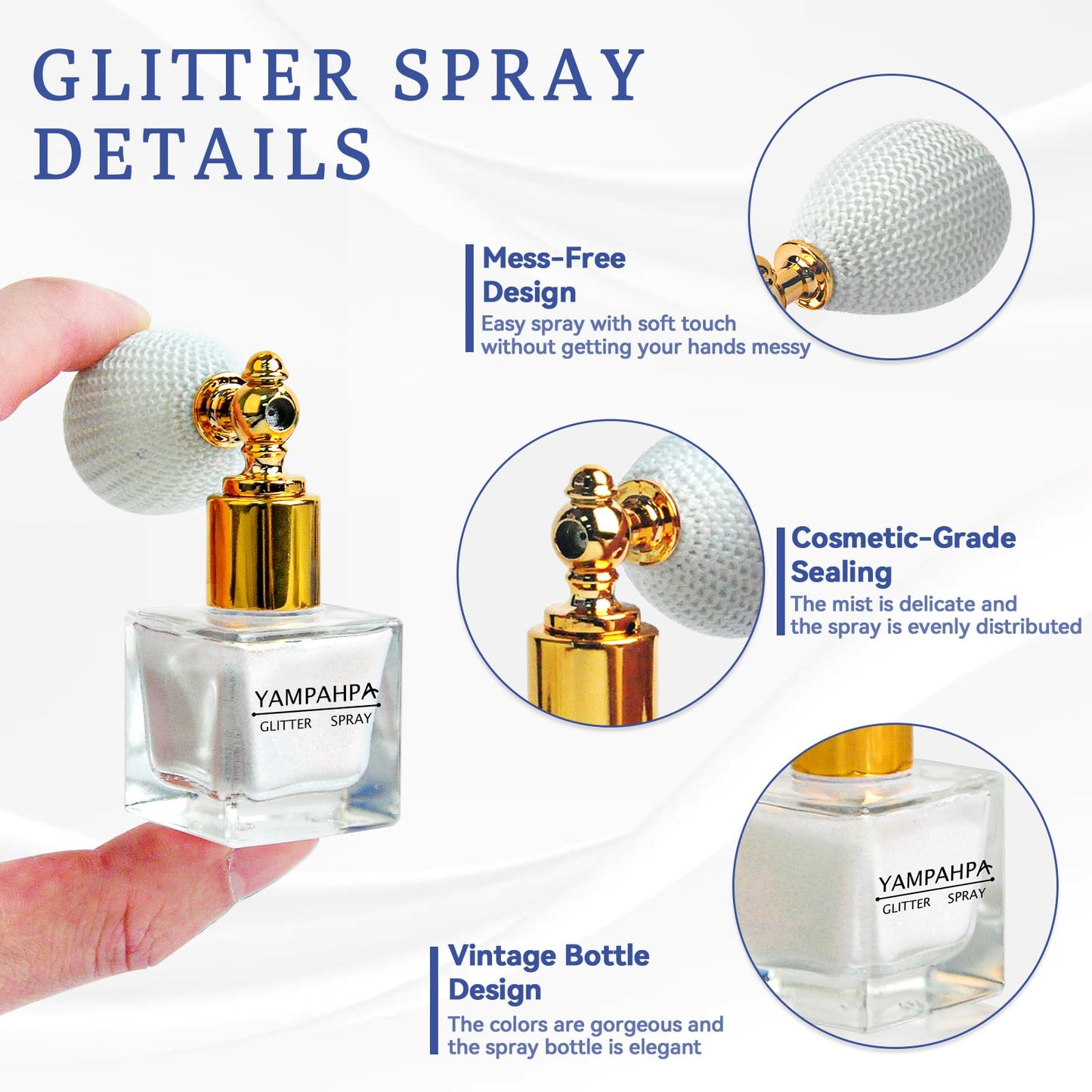 Body Glitter Spray, White Glitter Spray for Hair and Body, Include 1 Jar of Refills
