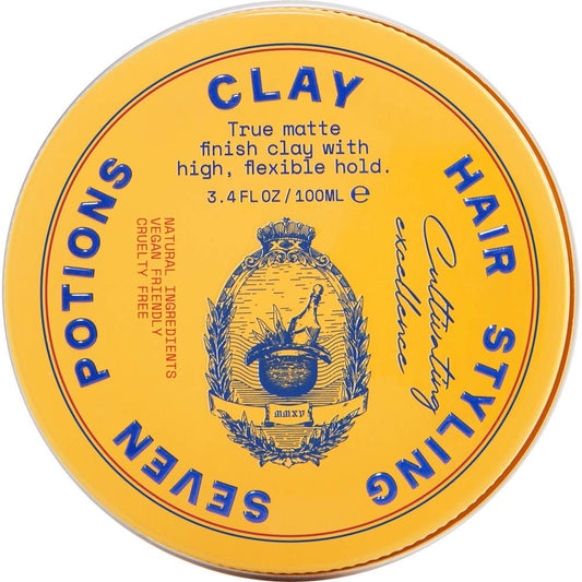 SEVEN POTIONS Hair Clay For Men and Women 3.4 fl oz - High Hold No Shine Hair Pomade For Men - Effortless Hair Styling Product That Leaves No Residue