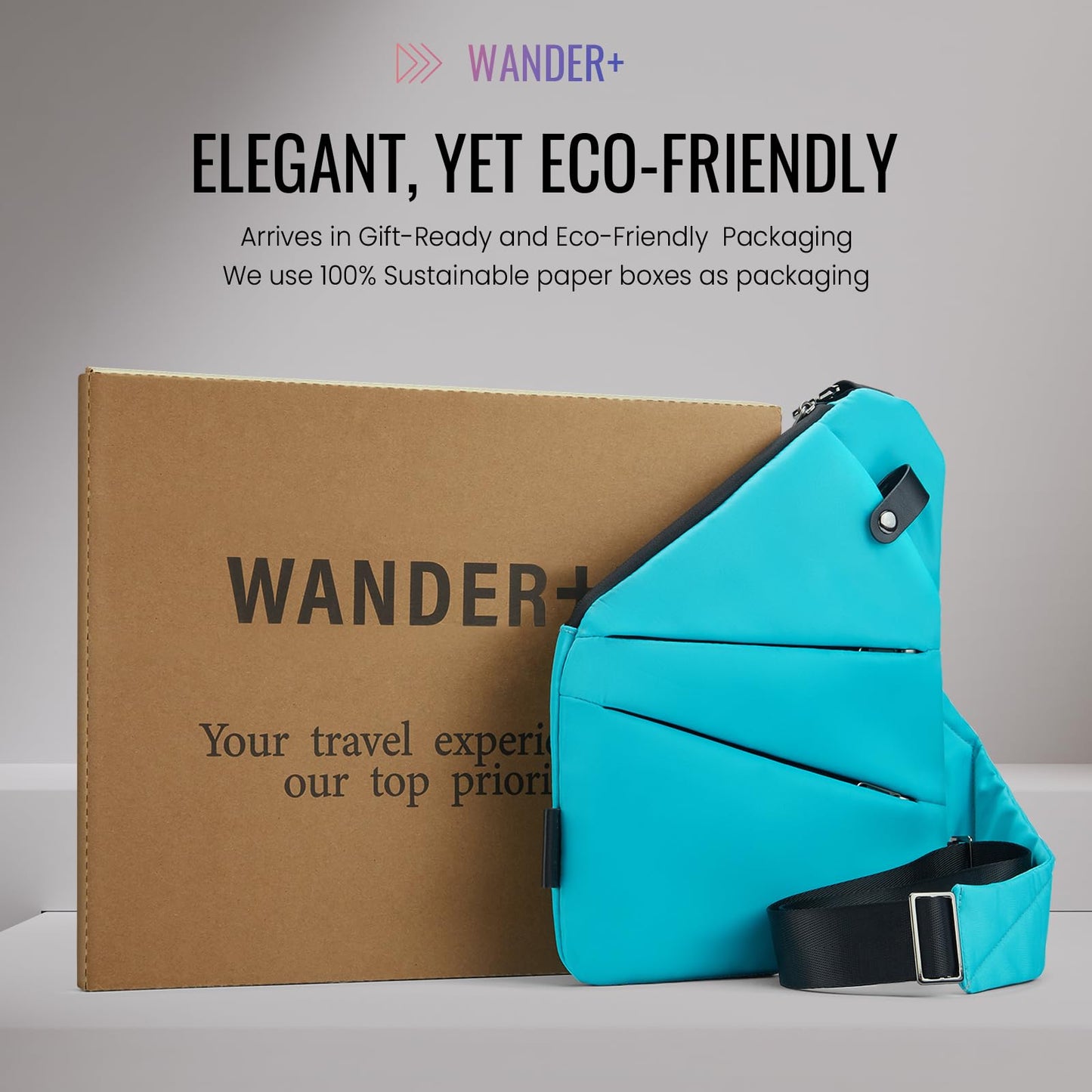 WANDER PLUS® Anti Theft Crossbody Travel Bag for Women Men, Multi-Pocket Crossbody Bag