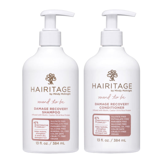 Hairitage Biotin Damage Repair Shampoo and Conditioner Set - Thickening + Volumizing - Biotin Castor Oil + Rice Protein - Sulfate Free + Color Safe Beauty & Personal Care Hairitage